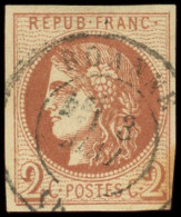 EMISSION DE BORDEAUX - 40B   2c. Brun-rouge, R II, Obl. Càd T17 ROANNE, TB - 1870 Emission De Bordeaux