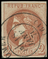 EMISSION DE BORDEAUX - 40B   2c. Brun-rouge, R II, Obl. Càd T17 (ST) OMER 18/1/71, Frappe Superbe - 1870 Bordeaux Printing