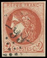 EMISSION DE BORDEAUX - 40Ba  2c. Rouge BRIQUE, R II, Oblitéré GC 66, TTB. C - 1870 Emisión De Bordeaux