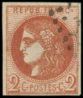 EMISSION DE BORDEAUX - 40Bf  2c. ROUGE-BRIQUE FONCE, Obl., Nuance Certifiée Calves - 1870 Emisión De Bordeaux