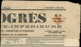 Let EMISSION DE BORDEAUX - 40B   2c. Brun-rouge, R II, Obl. TYPO Seul S. Le PROGRES De CHARENTE INFERIEURE Du 16/4/71, R - 1849-1876: Période Classique