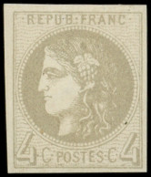 * EMISSION DE BORDEAUX - 41Ba  4c. Gris-jaunâtre, R II, Ch. Très Légère, TB - 1870 Bordeaux Printing