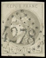 EMISSION DE BORDEAUX - 41B   4c. Gris, R II, Obl. GC 4178 De VILLEURBANNE, TB - 1870 Emission De Bordeaux