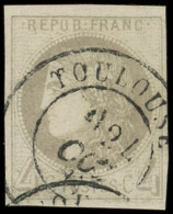 EMISSION DE BORDEAUX - 41B   4c. Gris, R II, Obl. Càd T17 TOULOUSE 24/10/71, TB/TTB - 1870 Ausgabe Bordeaux