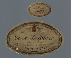 Etiquette Champagne Brut Millésime 1989 Yves Delporte   Tours Sur Marne  Marne 51 - Champagner