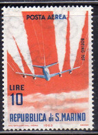 REPUBBLICA DI SAN MARINO 1963 POSTA AEREA AIR MAIL AEREI MODERNI PLANES BOEING 707 LIRE 10 MNH - Airmail