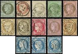 CERES DENTELE - 50/60, La Série Obl., 13 Valeurs, TB - 1871-1875 Ceres