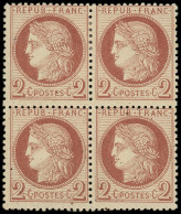 ** CERES DENTELE - 51    2c. Rouge-brun, BLOC De 4, 2 Ex. *, TB - 1871-1875 Cérès