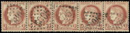 CERES DENTELE - 51    2c. Rouge-brun, BANDE De 5 Obl. GC 5005 D'ALGER, TTB - 1871-1875 Ceres