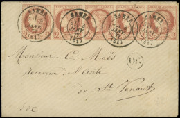 Let CERES DENTELE - 51    2c. Rouge-brun, BANDE De 5 Obl. Càd T17 SAMER 3/1/77 S. Env. Avec OR, Superbe - 1849-1876: Klassik