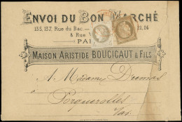 Let CERES DENTELE - 52 Et 56, 4c. Et 30c. Obl. Càd ROUGE Des Imprimés S. Bande (fendue) Du Bon Marché, 1873, RR Et TB - 1849-1876: Periodo Clásico