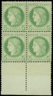 ** CERES DENTELE - 53g   5c. Vert-jaune S. Verdâtre, BLOC De 4 Bdf, Inf. Ch. S. La Paire Sup., TTB - 1871-1875 Cérès