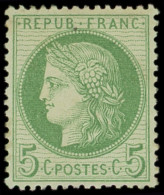 * CERES DENTELE - 53g   5c. Vert-jaune S. Verdâtre, Très Bien Centré, TB - 1871-1875 Cérès