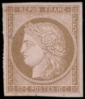 * CERES DENTELE - 58b  10c. Brun Sur Rose, NON DENTELE, TB - 1871-1875 Cérès