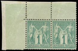 ** TYPE SAGE - 61    1c. Vert, PAIRE Cdf, Qqs Lég. Rousseurs Sur Les Bords, TP Bien Centrés Et Superbes - 1876-1878 Sage (Type I)