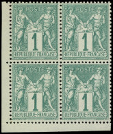 ** TYPE SAGE - 61    1c. Vert, BLOC De 4 Petit Cdf, Bon Centrage, Fraîcheur Postale, Superbe - 1876-1878 Sage (Type I)