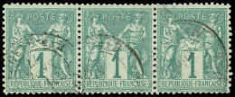 TYPE SAGE - 61    1c. Vert, BANDE De 3 Obl. Càd, TB - 1876-1878 Sage (Type I)