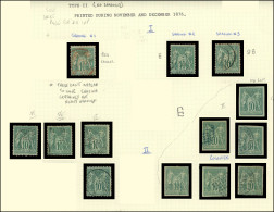 TYPE SAGE - 65 Et 76, 10c. Vert, T I Et II, Petit Ensemble Obl., Non Dentelés, Oblitérations, Paires Et Bande De 3, Plus - 1876-1878 Sage (Typ I)