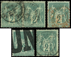 TYPE SAGE - 74    2c. Vert, T II, 4 Oblitérations Différentes, Obl., TB - 1876-1898 Sage (Type II)