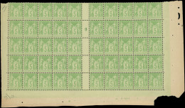 ** TYPE SAGE - 102   5c. Vert-jaune, PANNEAU De 50 Bas De Feuille Mill.9, Très Bon Centrage D'ensemble, TB - 1898-1900 Sage (Type III)