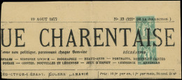Let TYPE SAGE SUR LETTRES - N°61 1c. Vert, PAIRE Obl. TYPO Sur Grand Fragt De Journal Du 19/8/77, TB - 1877-1920: Semi-Moderne