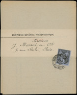 Let TYPE SAGE SUR LETTRES - N°83 Obl. Càd LE HAVRE 19/9/84 S. Circulaire Compagnie Générale Transatlantique, Complète So - 1877-1920: Semi-Moderne