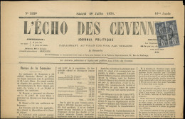 Let TYPE SAGE SUR LETTRES - N°83 BLOC De 4 Obl. Càd LE VIGAN S. L'ECHO DES CEVENNES Du 20/7/1878, TB - 1877-1920: Periodo Semi Moderno