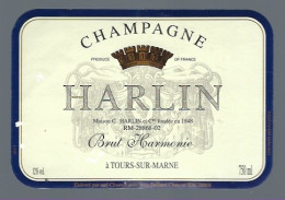 Etiquette Champagne Brut  Harmonie  C Harlin & Cie    Tours Sur Marne  Marne 51 - Champagner