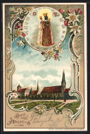 Lithographie Altötting, Wallfahrtskirche, Schwarze Madonna  - Altoetting