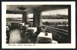 AK Wasserburg A. B., Höhen-Cafe Seeblick, Innenansicht Mit Panorama  - Wasserburg A. Inn