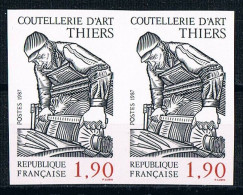 France 1987 N° 2467 Paire  Non Dentelé  IMP Neuf MNH ** Coutellerie D'Art Thiers - 1981-1990