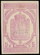 * JOURNAUX -  4b : 5c. Lilas, Réimpression De Gand, Surch. EPREUVE En Noir, TB, Cote Maury - Newspapers