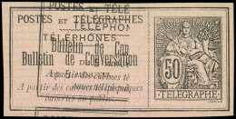 (*) TELEPHONE - Téléphone 9d : 50c. Noir Sur Rose, NON DENTELE Et DOUBLE Impression Du Texte, TB - Télégraphes Et Téléphones