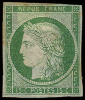 (*) ESSAIS -  2 : 15c. Vert Sur Papier Pelure, Défx, B/TB - Other & Unclassified