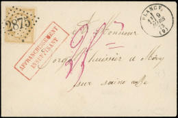 Let OBLITERATIONS PAR DEPARTEMENTS - 9/AUBE N°59 P.d. En Angle, Obl. GC 2875 S. Env., Càd T16 PLANCY 9/3/73, "affrt Insu - 1849-1876: Période Classique