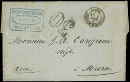 Let OBLITERATIONS PAR DEPARTEMENTS - 19/CORSE Càd BASTIA LIGNE DE MARSEILLE 4/4/81 S. LAC, Taxe 30DT Et Arr. MURO 5/4, T - 1849-1876: Classic Period