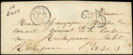 Let OBLITERATIONS PAR DEPARTEMENTS - 19/CORSE Cursive 19/LURI Et Càd T15 BASTIA 23/1/52 S. Env., Taxe 25 DT Pour Paris 2 - 1849-1876: Classic Period