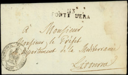 Let DEPARTEMENTS CONQUIS -  113/Méditerranée MP Noire 113/PONTE DERA Sur LAC De 1808, R Et TB - 1792-1815: Dipartimenti Conquistati