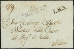 Let DEPARTEMENTS CONQUIS -  113/Méditerranée MP 19/PORTO-FERRAIO/ISLE D'ELBE Sur LAC De 1809, Marque L.R.3., TB - 1792-1815 : Departamentos Conquistados