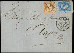 Let LETTRES DE PARIS - N°22 Et 23 Obl. ETOILE 1 S. LAC, Càd Octog. J PARIS J 2e 18/10/64, Arr. ANGERS 19/10, TB - 1849-1876: Classic Period