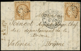 Let BALLONS MONTES - N°36 (2) Obl. Etoile 35 S. LAC, Càd Ministère-des-Finances 4/12/70, Arr. VALENCE Le 8/12, TB. LE FR - War 1870