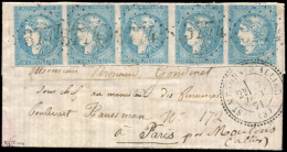Let Boules De Moulins -  N°44B T I R II, PAIRE Et BANDE De 3 (2 T. Effl.), Obl. GC 3774 S. LAC, Càd T24 St MENOUX D'ALLI - Guerre De 1870