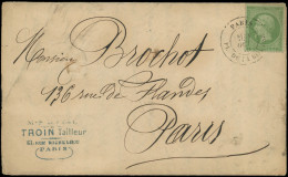 Let Guerre De 1870 -  N°20 Obl. Càd Pl. De La Bourse 1/10/70 S. LAC, Arr. LA VILLETTE 2/10, TB - War 1870
