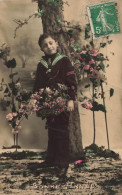 FETES ET VOEUX - Nouvel An - Un Enfant Tenant Un Bouquet De Fleurs - Colorisé - Carte Postale Ancienne - Neujahr