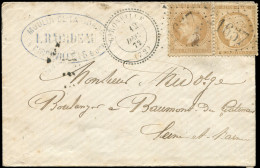 Let AFFRANCHISSEMENTS ET COMBINAISONS - N°28 Et 59, 10c. Bistre Et 15c. Bistre Obl. GC 1657 S. Env., Càd T24 GIRONVILLE  - 1849-1876: Klassik