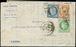 Let AFFRANCHISSEMENTS ET COMBINAISONS - N°38, 53 Et 60C Obl. GC 2660 S. LAC, Càd T17 NIORT 6/12/75, TB - 1849-1876: Période Classique