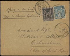 Let DESTINATIONS - N°101 Et 103 Obl. DIJON 8/12/00 S. Env., Arr. GRAHAMSTOWN CAPE OF GOOD HOPE, Destination Rare, TB - 1877-1920: Semi-Moderne