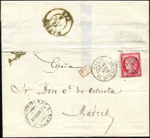 Let DESTINATIONS - N°57 Obl. Etoile 1 Pl. De La Bourse 18/11/75 S. LSC, Arr. MADRID 22/11, Superbe - 1849-1876: Classic Period