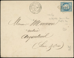 Let AFFRANCHISSEMENTS DE SEPTEMBRE 1871 - N°37 Obl. GC 1111 S. Env., Càd T17 CONFLANS-Ste HONORINE 31/8/71, Dernier Jour - 1849-1876: Période Classique