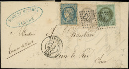 Let AFFRANCHISSEMENTS DE SEPTEMBRE 1871 - N°25, 27 Et 37 Obl. GC 3903 S. LAC, Càd T17 TARARE 1/9/71, 1er JOUR Du Nouveau - 1849-1876: Klassieke Periode